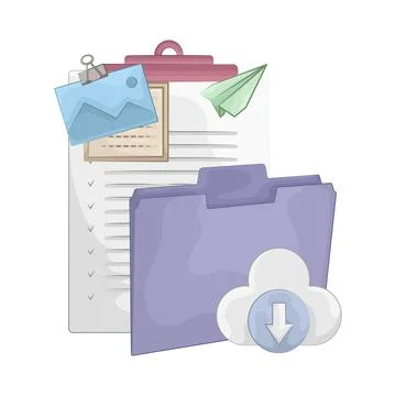Folder with cloud Download Stock Illustration
