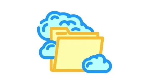 Folder cloud hybrid work color icon animation Stock Footage 327258847