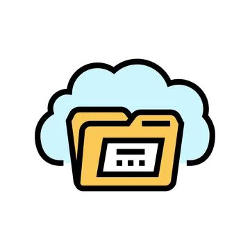 Folder cloud hybrid work color icon vector illustration Stock Illustration