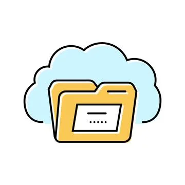 Folder cloud hybrid work color icon vector illustration 스톡 일러스트