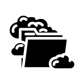 Folder cloud hybrid work glyph icon vector illustration Stock Illustration