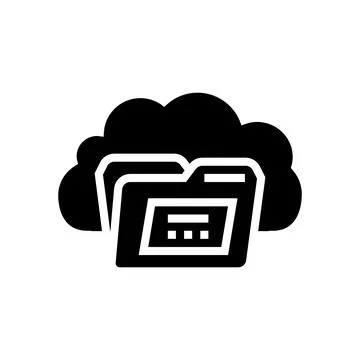 Folder cloud hybrid work glyph icon vector illustration Stock Illustration