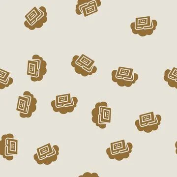 Folder cloud hybrid work glyph seamless pattern Stock Illustration