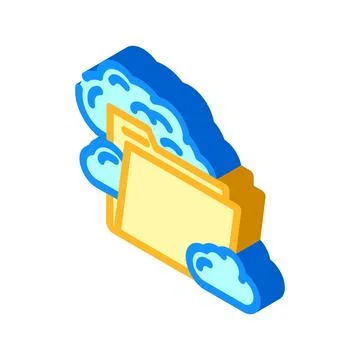 Folder cloud hybrid work isometric icon vector illustration Illustrazione stock
