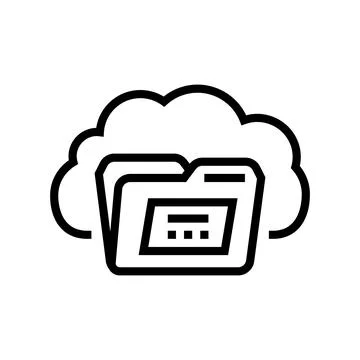 Folder cloud hybrid work line icon vector illustration Stock Illustration