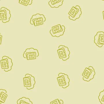 Folder cloud hybrid work line seamless pattern Stock Illustration