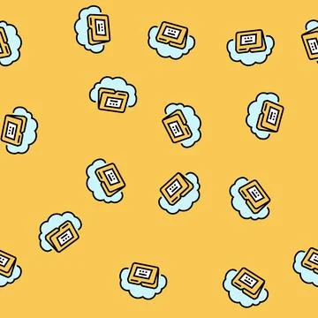Folder cloud hybrid work vector seamless pattern Illustrazione stock