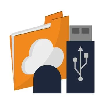 Folder clouds computing and usb Illustrazione stock