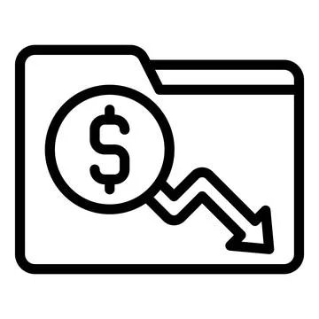Folder with coin and decrease arrow icon, Bankruptcy related vector イラスト素材