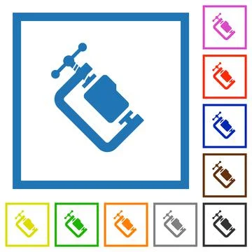 Folder compression solid flat framed icons Illustrazione stock