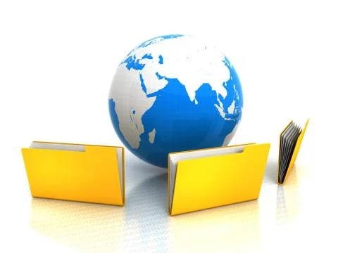 Folder computer icon with Earth 스톡 일러스트