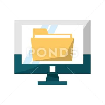 Folder on computer screen symbol vector illustration ~ Clip Art #108573755