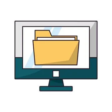 Folder on computer screen symbol vector illustration Stock Illustration