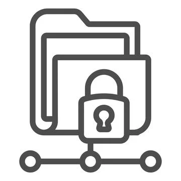 Folder with connection and lock line icon, web security concept, secure data Illustrazione stock