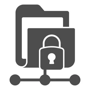 Folder with connection and lock solid icon, web security concept, secure data Illustrazione stock