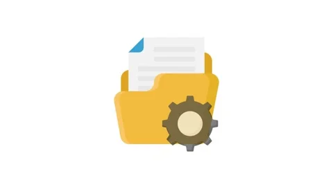 A folder containing a gear and a piece of paper, symbolizing organization a.. Stock Footage 332199191