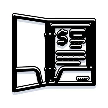 Folder containing restaurant bill with dollar sign Stock Illustration