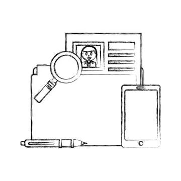 Folder with curriculum vitae and objects Stock Illustration