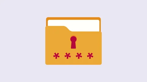 Folder With Cyber Security 2d Animation with Alpha Matte Stock Footage 336293947