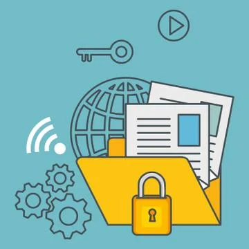 Folder with data center icons 스톡 일러스트