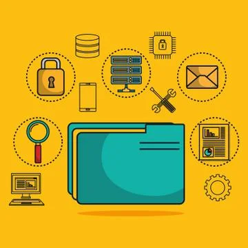 Folder with data center icons 库存插图