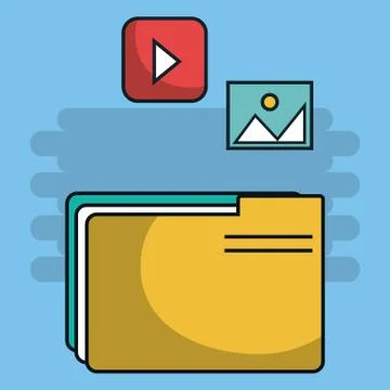 Folder with data center icons Stockillustratie