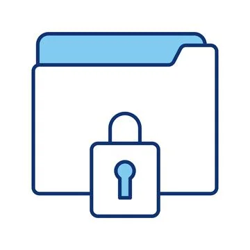 Folder data file with padlock line style icon Stock Illustration