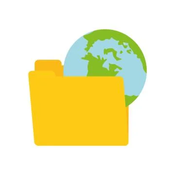 Folder data global technology computing Stock Illustration