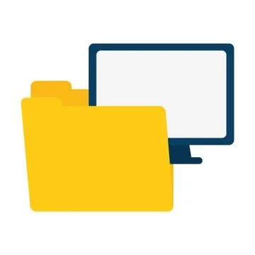 Folder data monitor computer technology Illustrazione stock