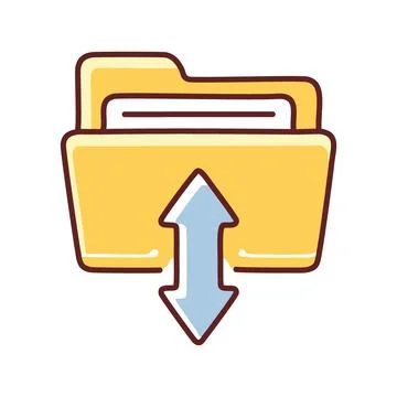 Folder data transfer. Upload and download files easily with this folder ico.. Stock Illustration