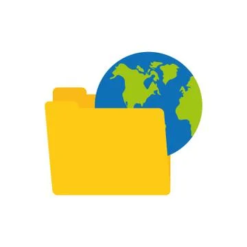 Folder data world earth connection technology Stock Illustration
