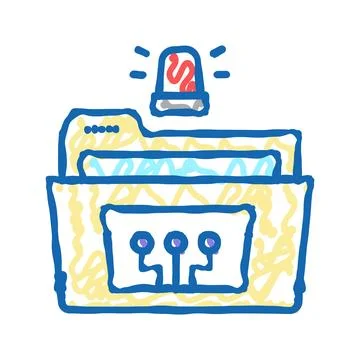 Folder with debug report icon doodle illustration イラスト素材