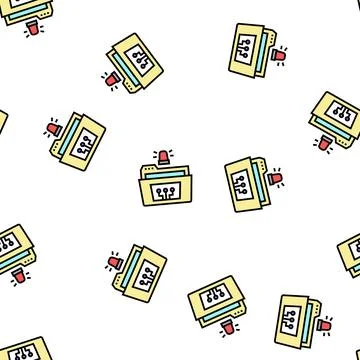 Folder with debug report vector seamless pattern Stock Illustration