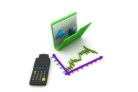 Folder with diagram, chart, graph, calculator Illustrazione stock