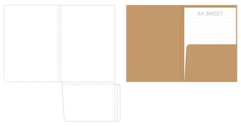 Folder die cut mock up template vector Stock Illustration