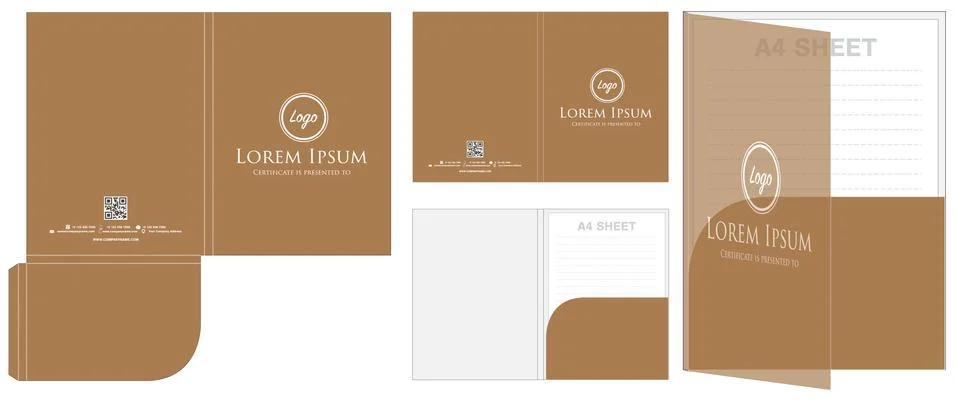 Folder die cut mock up template vector Stock Illustration