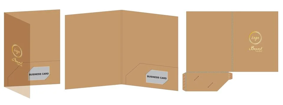 Folder die cut mock up template vector Stock Illustration