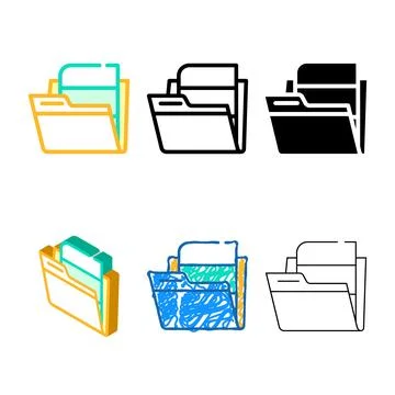 Folder with digital file color icon vector concepts 스톡 일러스트