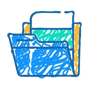 Folder with digital file icon doodle illustration 스톡 일러스트