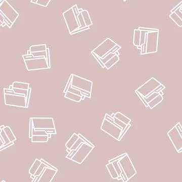 Folder with digital file line vector seamless pattern Stockillustratie