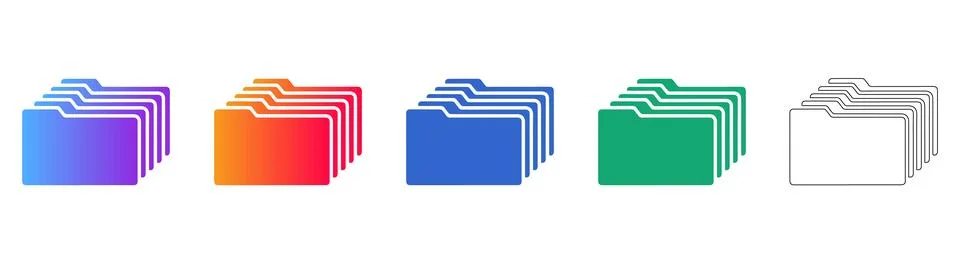 Folder Directory Structure Icon Set 스톡 일러스트