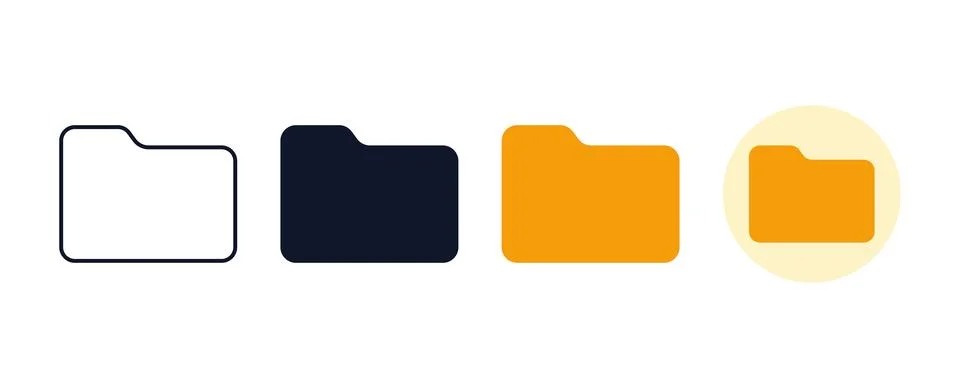 Folder directory ui icon design in four distinct visual styles featuring mi.. Stock Illustration