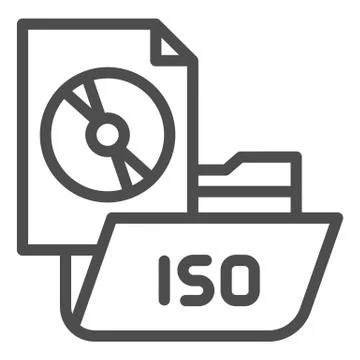 Folder with disk line icon. File folder vector illustration isolated on white Stock Illustration