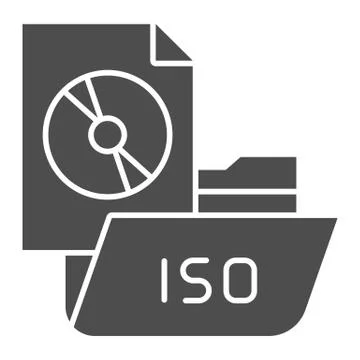 Folder with disk solid icon. File folder vector illustration isolated on white Illustrazione stock