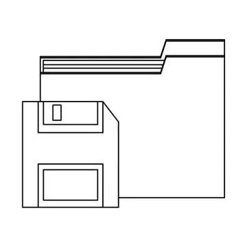 Folder with diskette save symbol black and white 库存插图