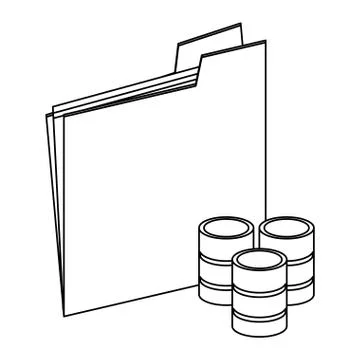 Folder with disks servers black and white 库存插图