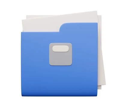 Folder with document 3d. 3d render cartoon minimal icon illustration Illustrazione stock