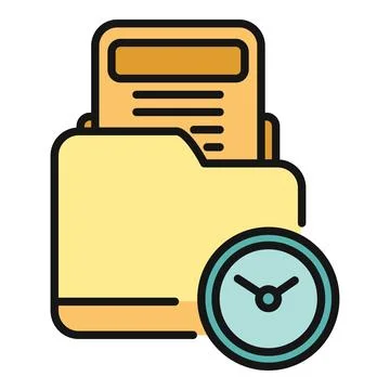 Folder with document and clock icon representing file history 스톡 일러스트