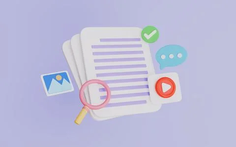 Folder document and paper file, Online document management, Search files Stock Illustration