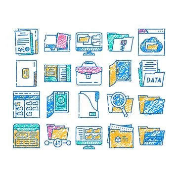 Folder document business file icon hand drawn Stock Illustration